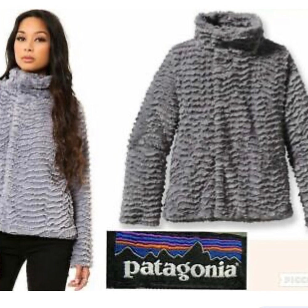 Patagonia" Pelage Gray Faux Fur Fleece Jacket - Picture 5 of 13